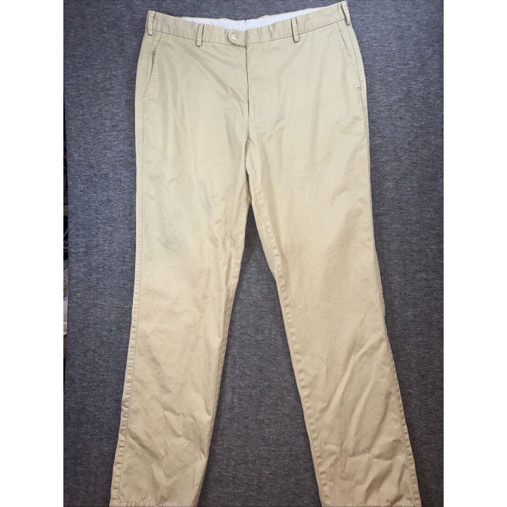 Peter Millar Mens Raleigh Washed Twill Flat Front Chino Pants Khaki MC0B84 38x33